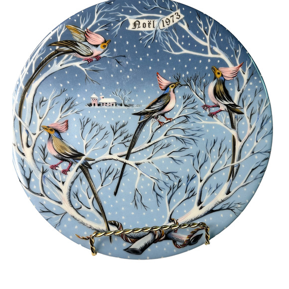 Replacement 1973 Haviland Limoges Plate 12 Days of Christmas, Four Coly Birds - Picture 1 of 2